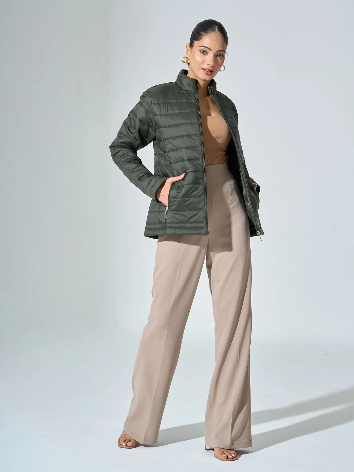 Maeve-Olive Puffer Jacket - Olive Green sold by Salt Attire product image thumbnail 3