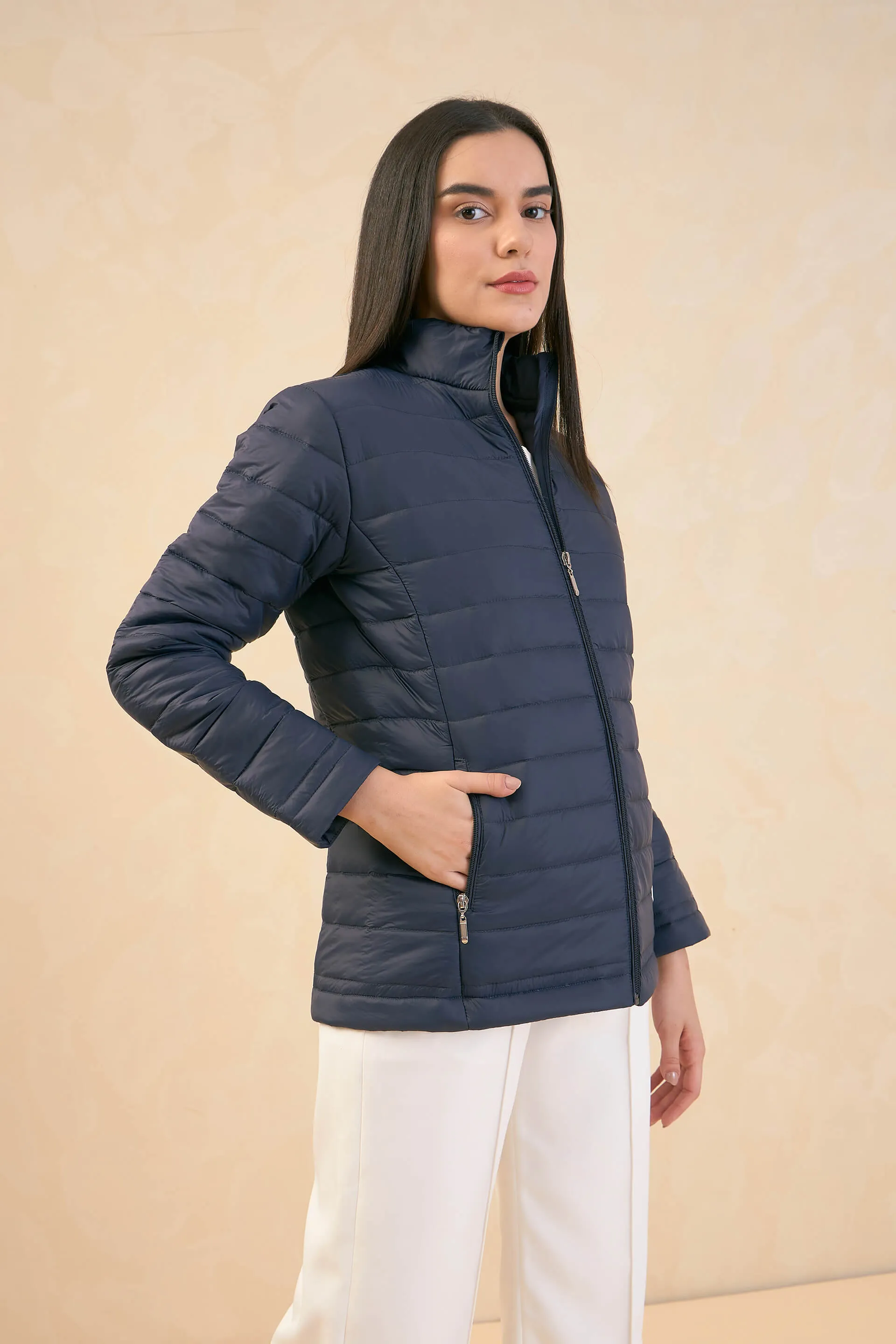 Maeve-Navy Puffer Jacket - Navy sold by Salt Attire product image thumbnail 2