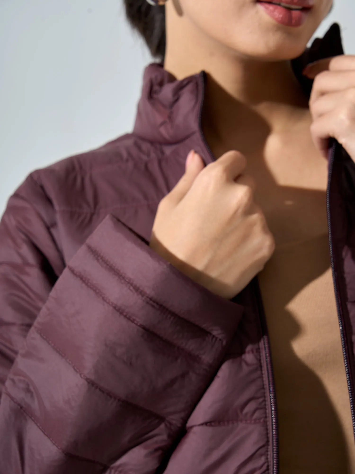 Maeve-Maroon Puffer Jacket - Maroon sold by Salt Attire product image thumbnail 5