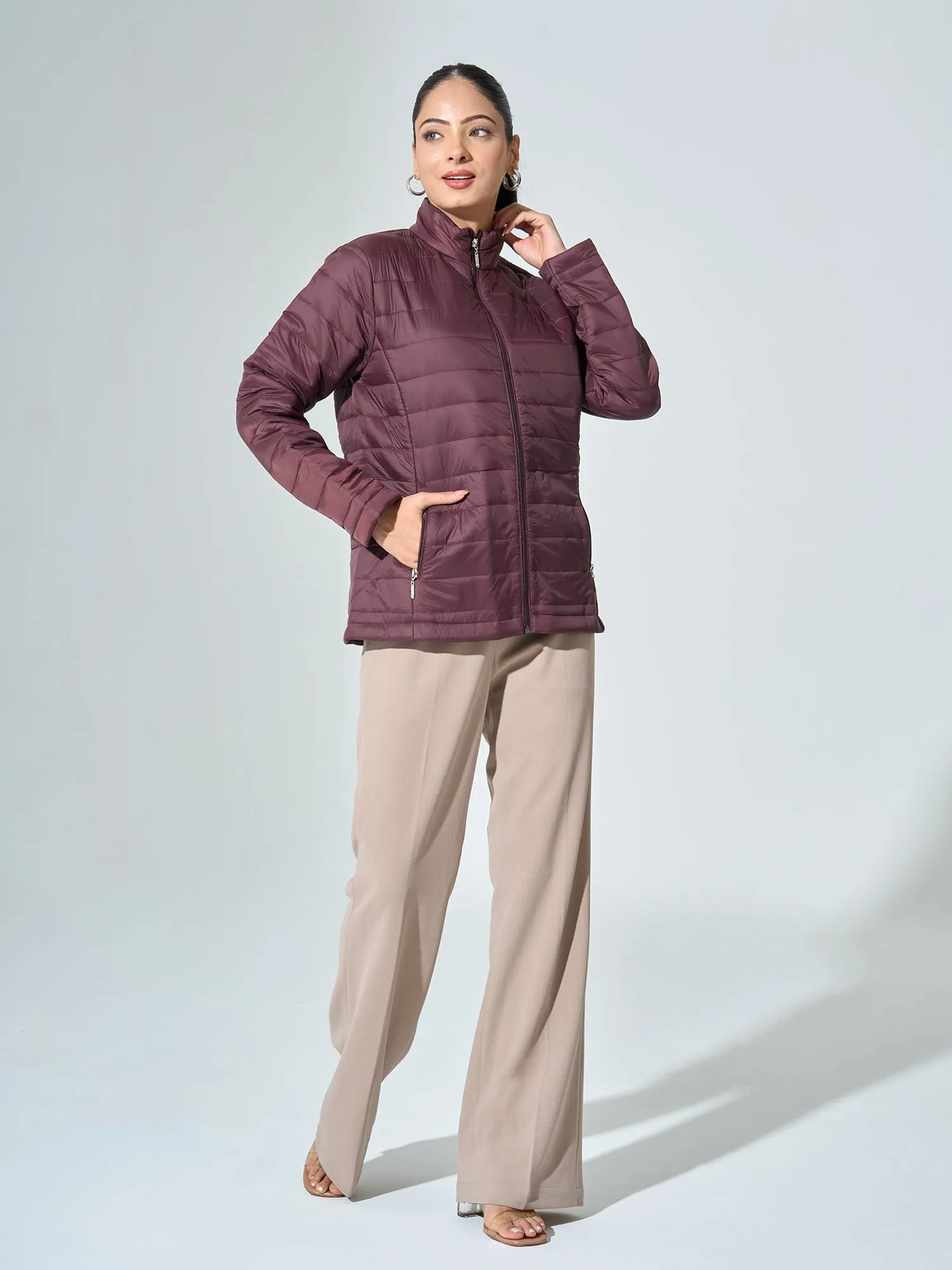 Maeve-Maroon Puffer Jacket - Maroon sold by Salt Attire product image thumbnail 3
