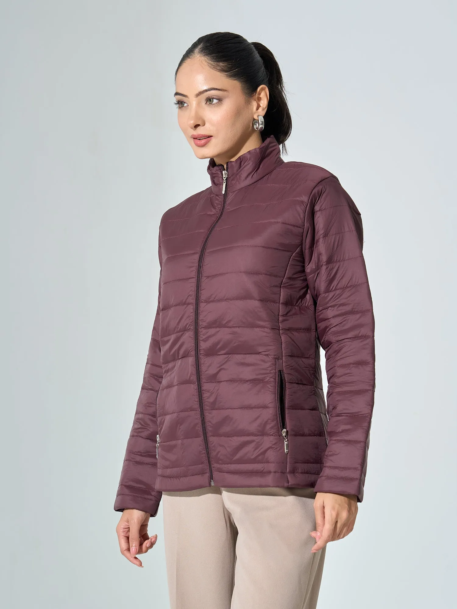 Maeve-Maroon Puffer Jacket - Maroon sold by Salt Attire product image thumbnail 2