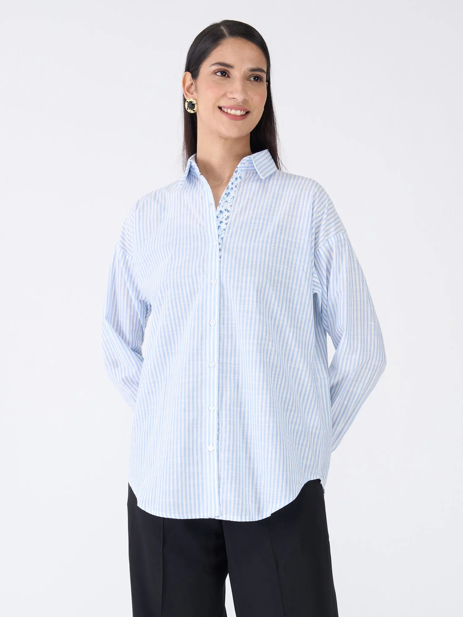 Coasta Striped Button Down Shirt - White & Blue sold by Salt Attire
