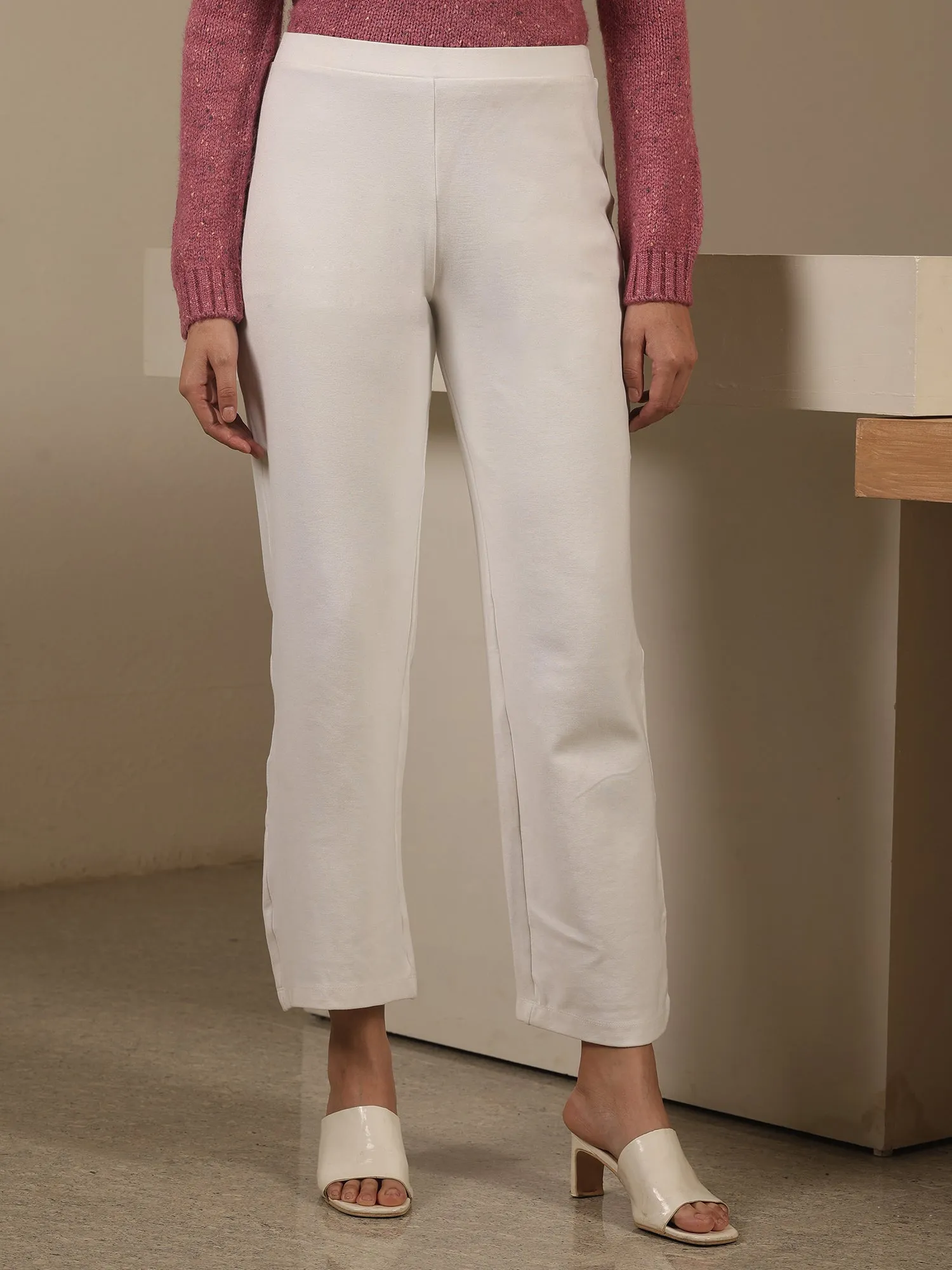 Airy Pull On Straight Jeggings - White sold by Salt Attire
