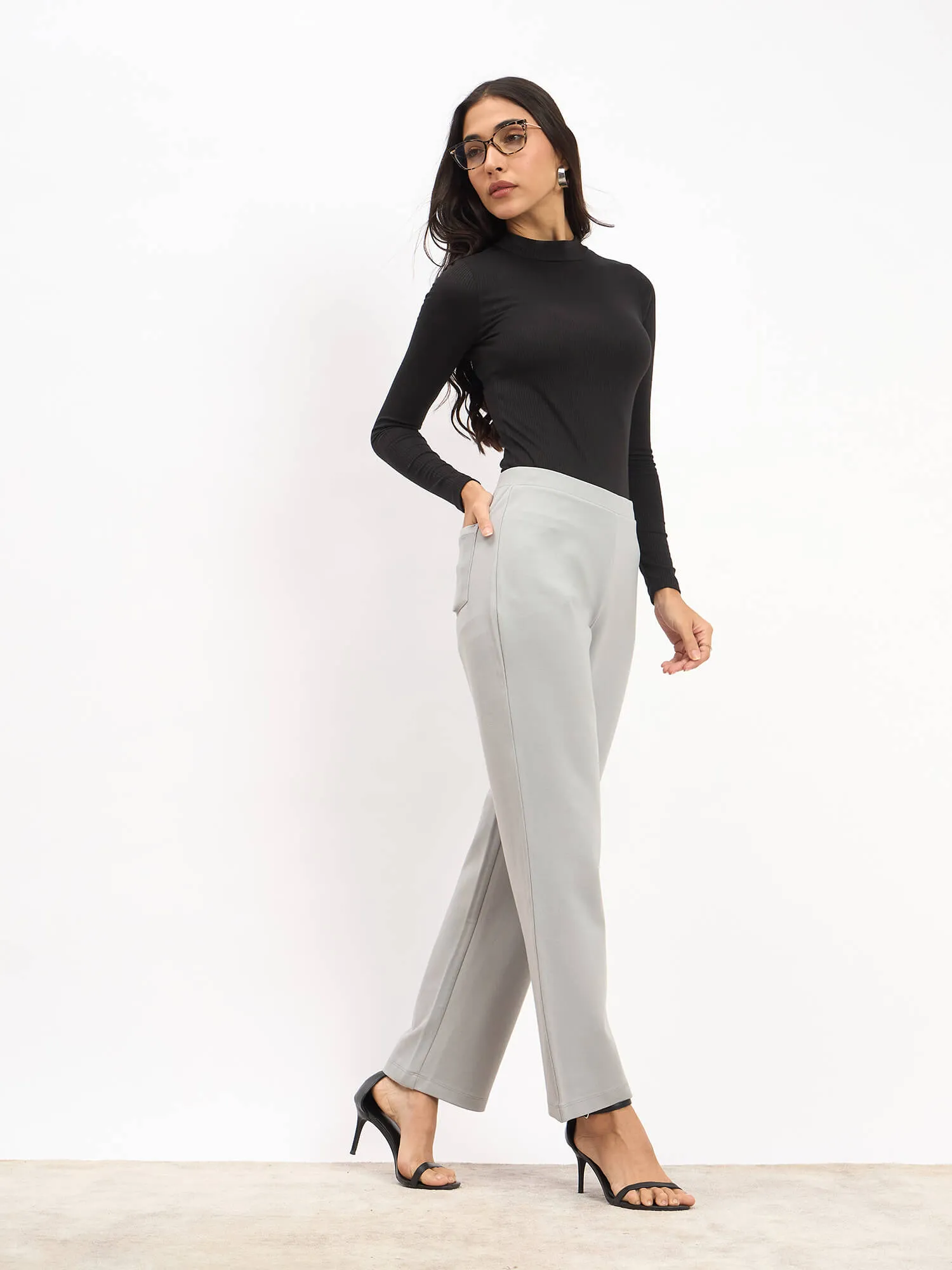 Airy Pull On Straight Jeggings - Grey sold by Salt Attire