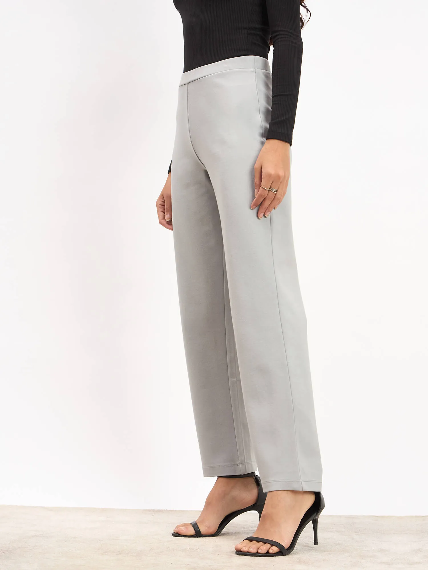 Airy Pull On Straight Jeggings - Grey sold by Salt Attire product image thumbnail 5