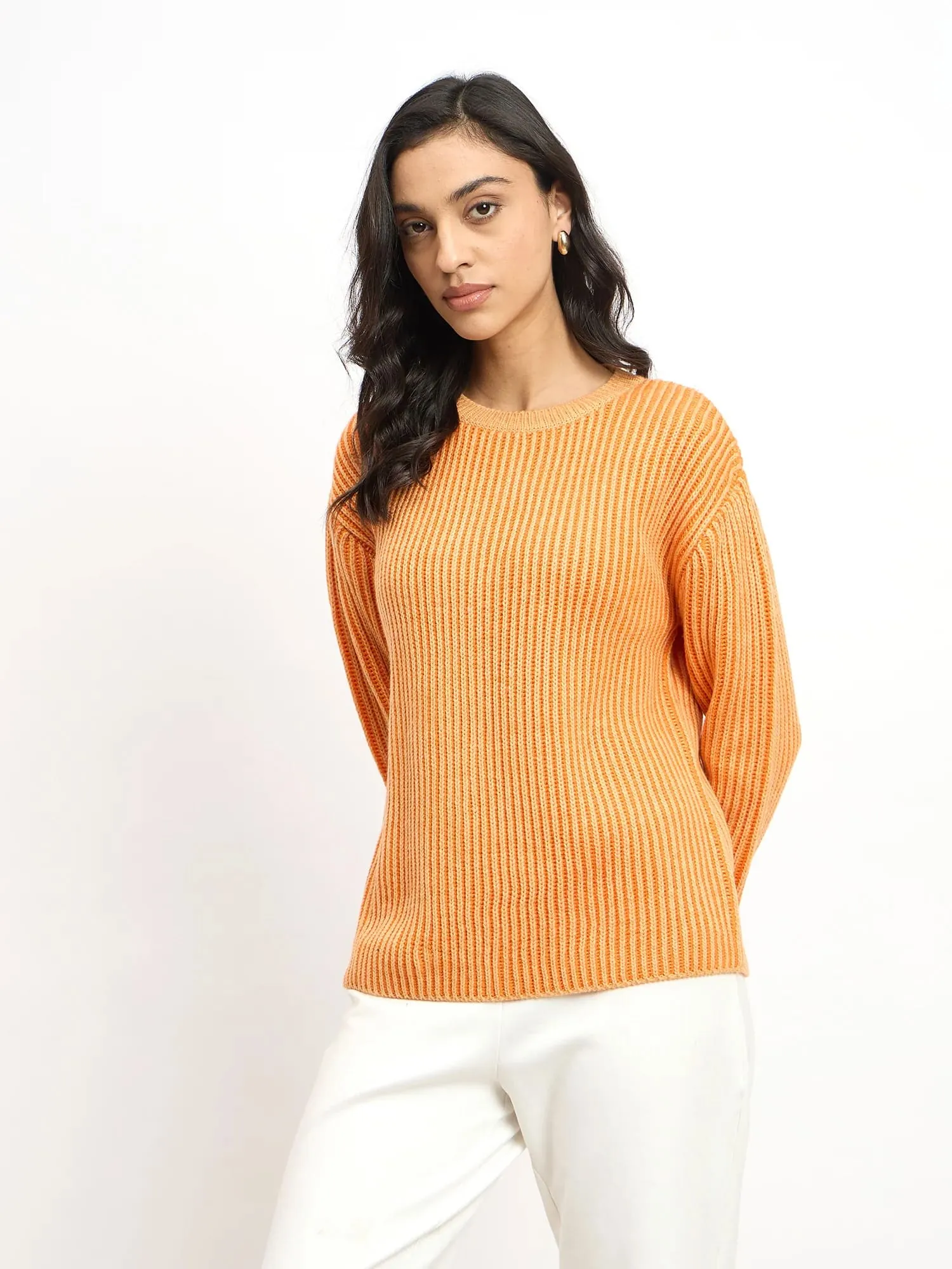 Twinny Twin Yarn Detail Sweater - Peach & Orange sold by Salt Attire product image thumbnail 5