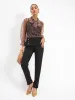 Dion Animal Print Organza Top with Camisole - Multi sold by Salt Attire