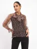 Dion Animal Print Organza Top with Camisole - Multi sold by Salt Attire