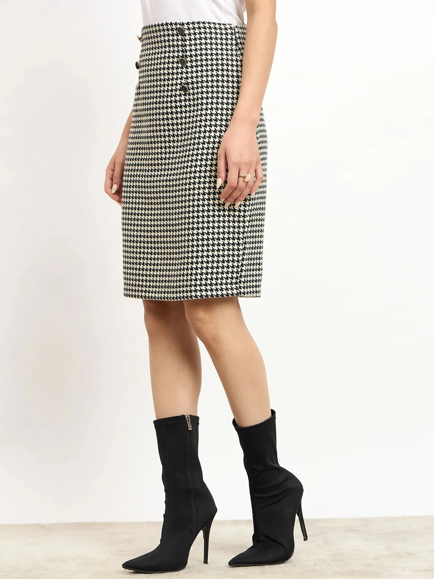 Tinsley Embellished Tweed Skirt -Black & White sold by Salt Attire product image thumbnail 4