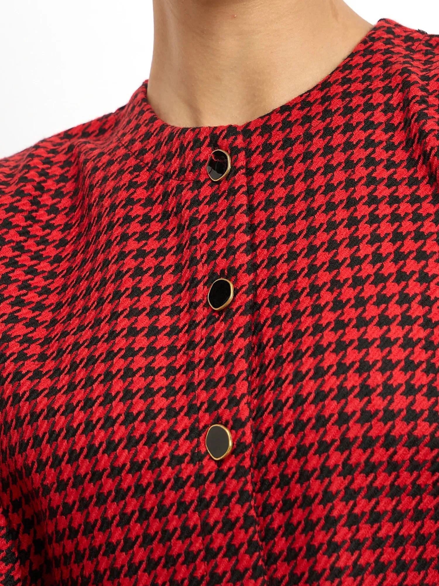 Susie Button Down Short Jacket -Black & Red sold by Salt Attire product image thumbnail 2