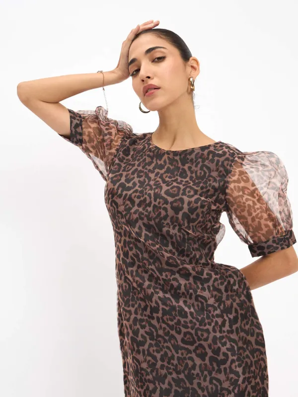 Parker Animal Print Shift Dress - Black & Brown sold by Salt Attire