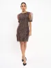 Parker Animal Print Shift Dress - Black & Brown sold by Salt Attire