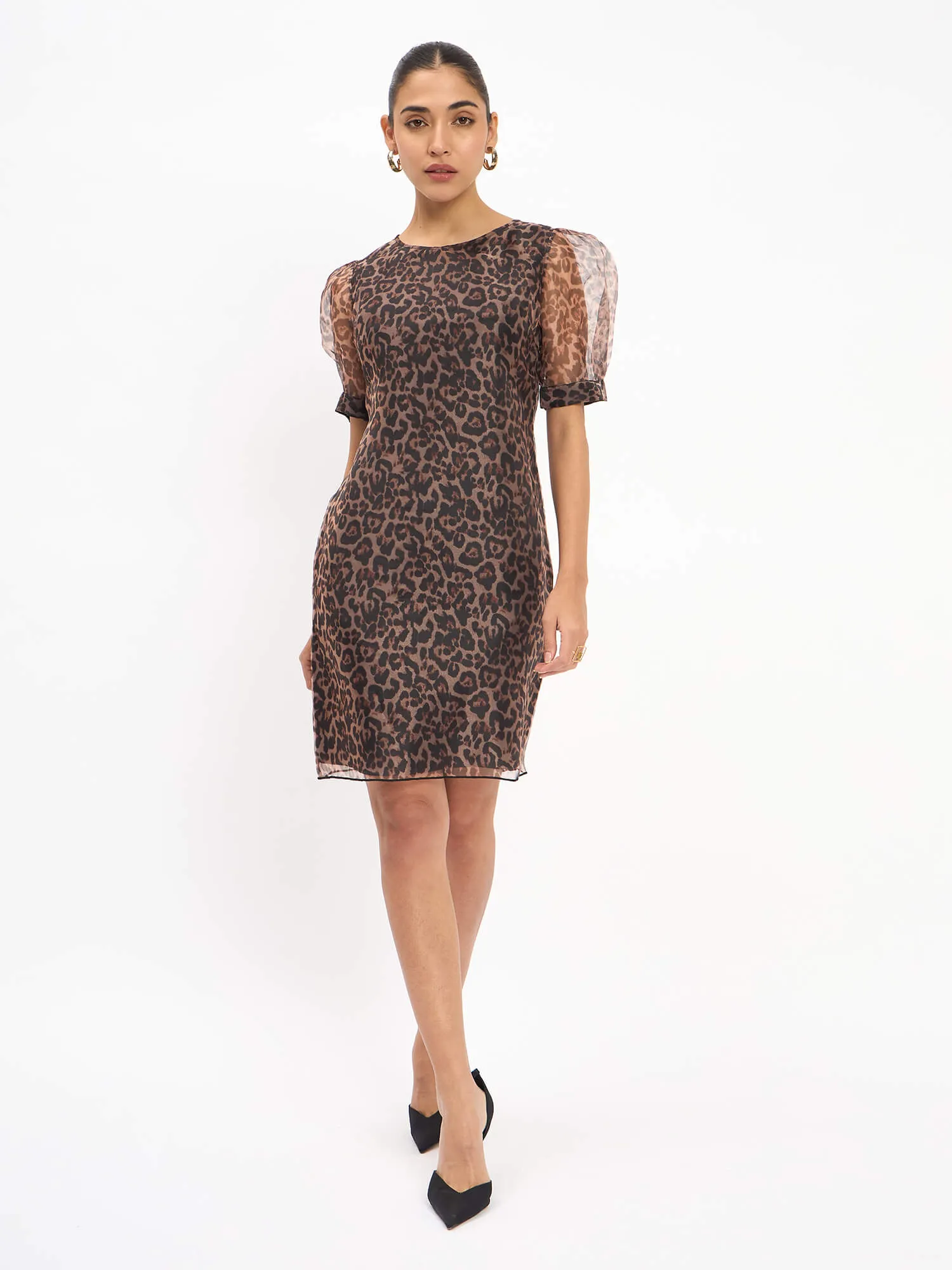 Parker Animal Print Shift Dress - Black & Brown sold by Salt Attire product image thumbnail 4