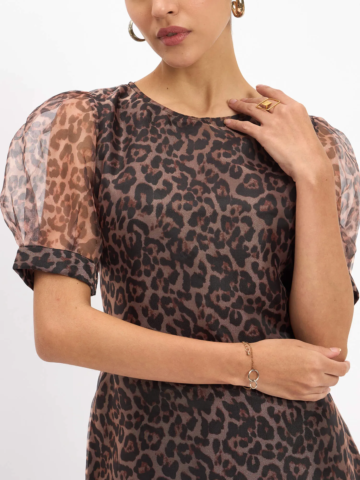 Parker Animal Print Shift Dress - Black & Brown sold by Salt Attire product image thumbnail 2