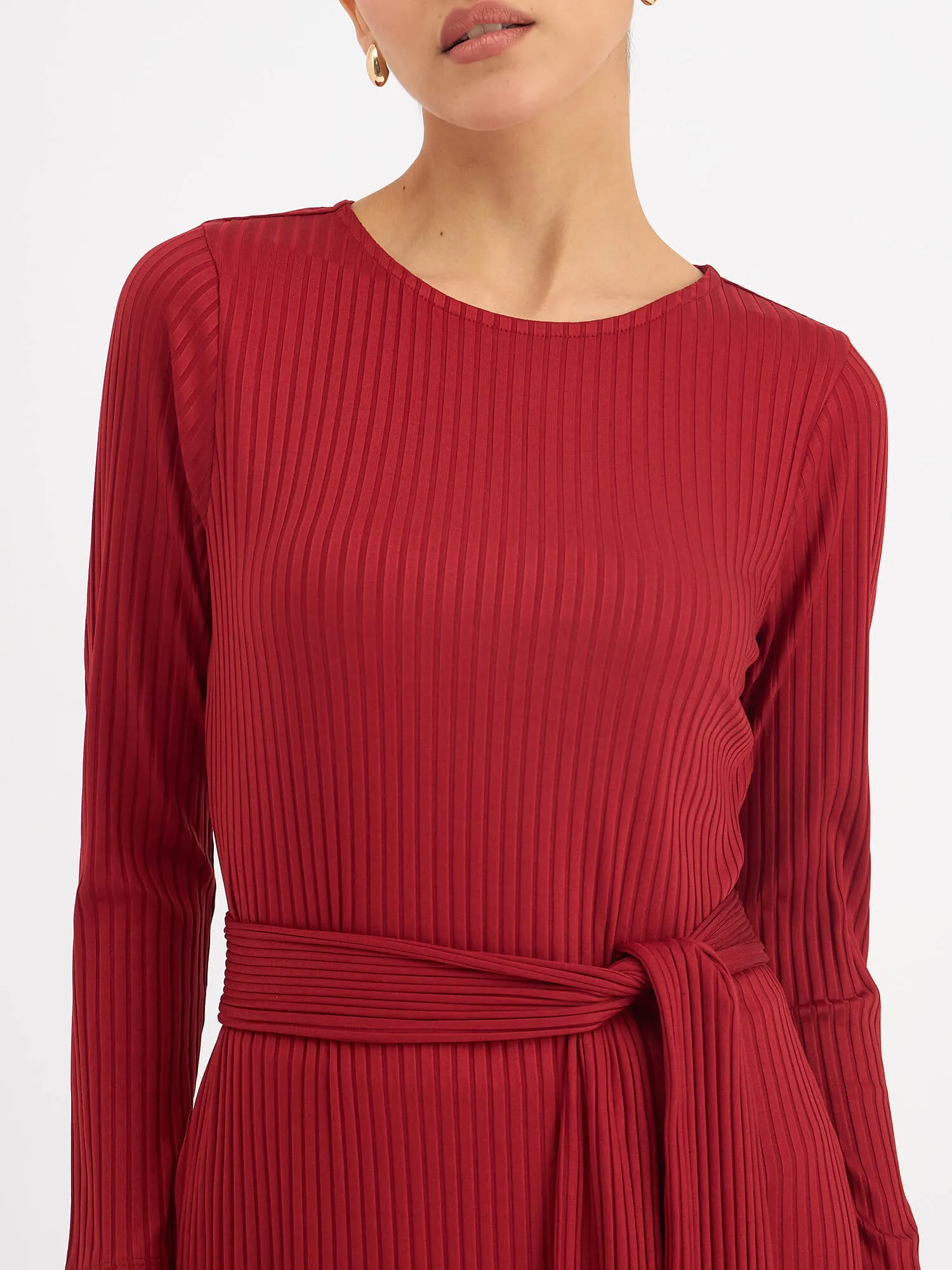 Agnes Longline Rib Knit Dress - Red sold by Salt Attire product image thumbnail 2