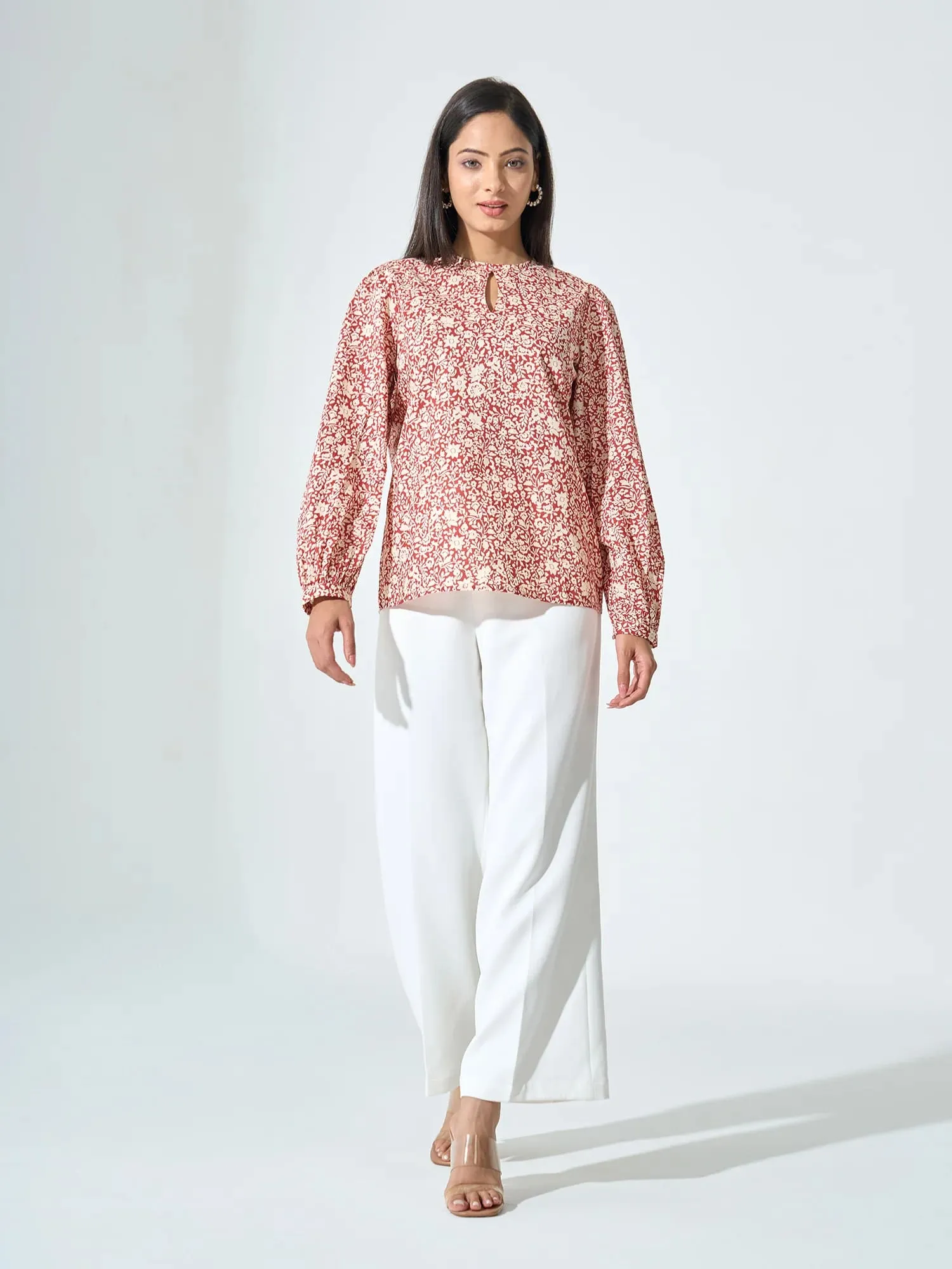 Henna Front Keyhole Top - Rust sold by Salt Attire product image thumbnail 3