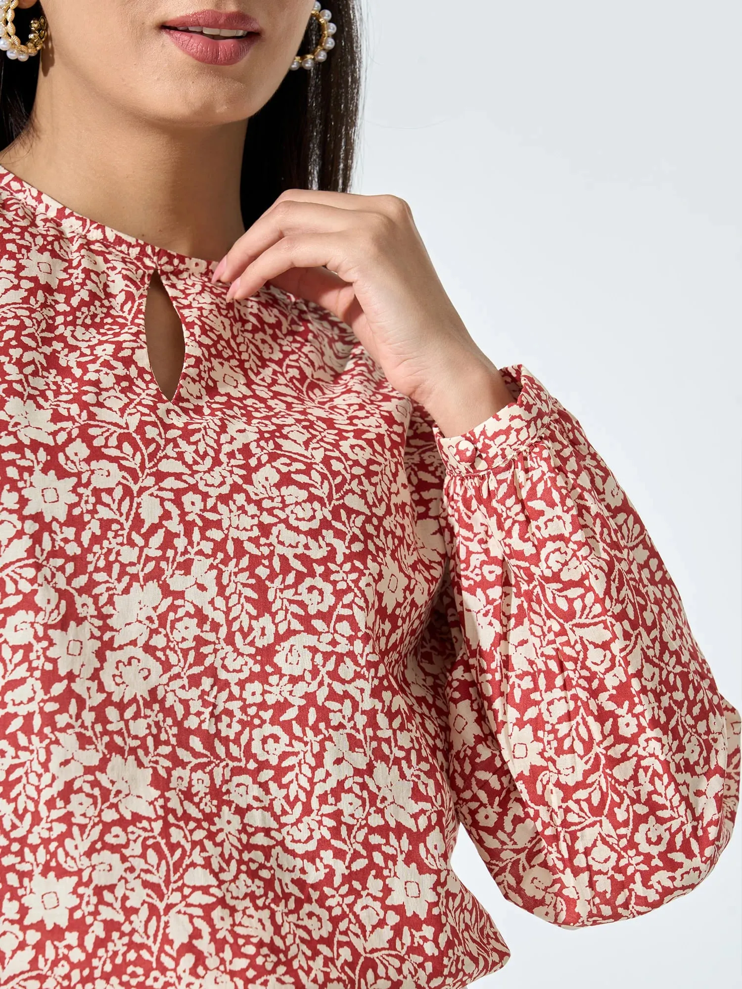 Henna Front Keyhole Top - Rust sold by Salt Attire product image thumbnail 4