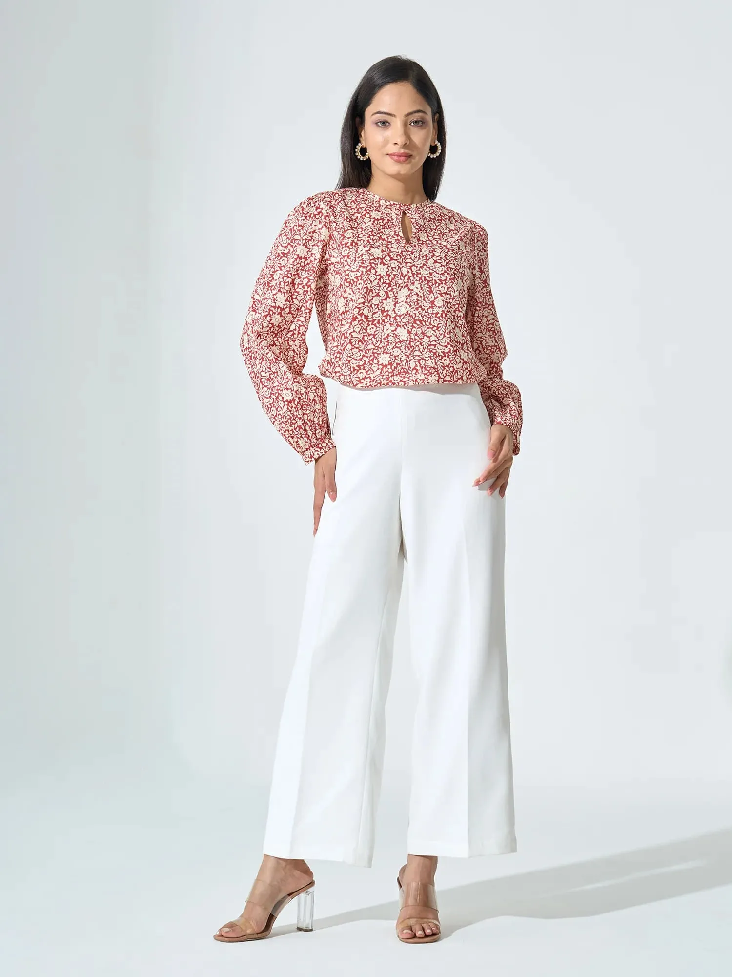 Henna Front Keyhole Top - Rust sold by Salt Attire