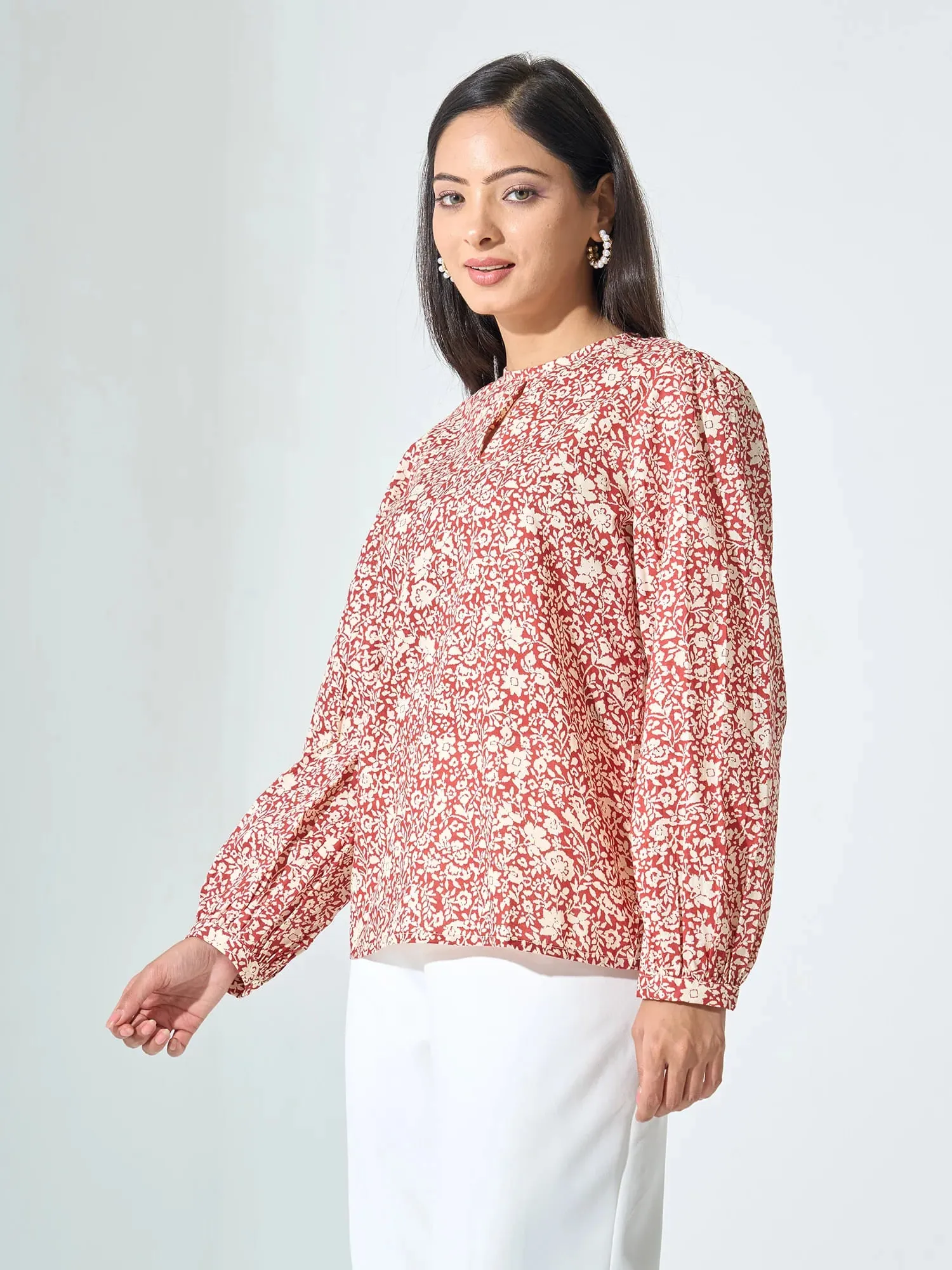 Henna Front Keyhole Top - Rust sold by Salt Attire product image thumbnail 2