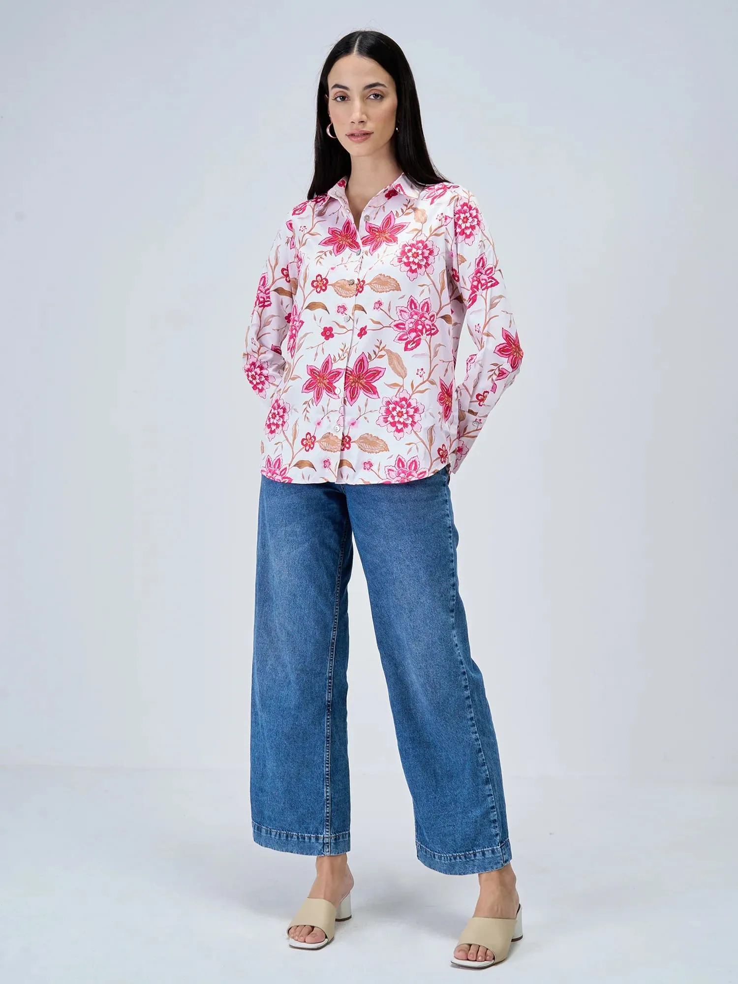 Aurelia Printed Satin Shirt - Multicolor sold by Salt Attire product image thumbnail 5