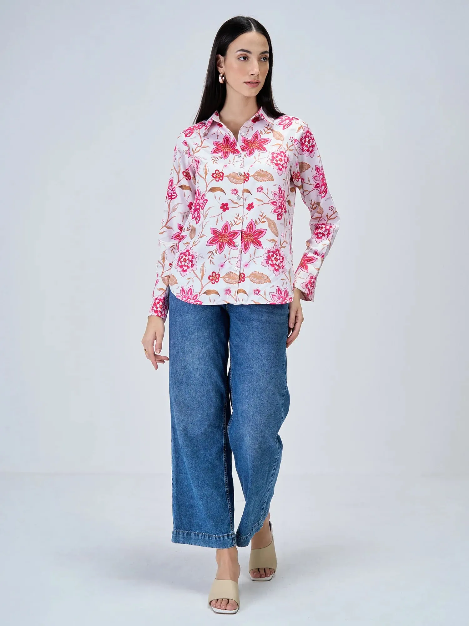 Aurelia Printed Satin Shirt - Multicolor sold by Salt Attire product image thumbnail 4