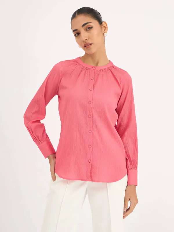 Florian-Pink Button Down Top - Pink sold by Salt Attire
