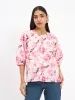 Flake Button Down Top - Pink & White sold by Salt Attire