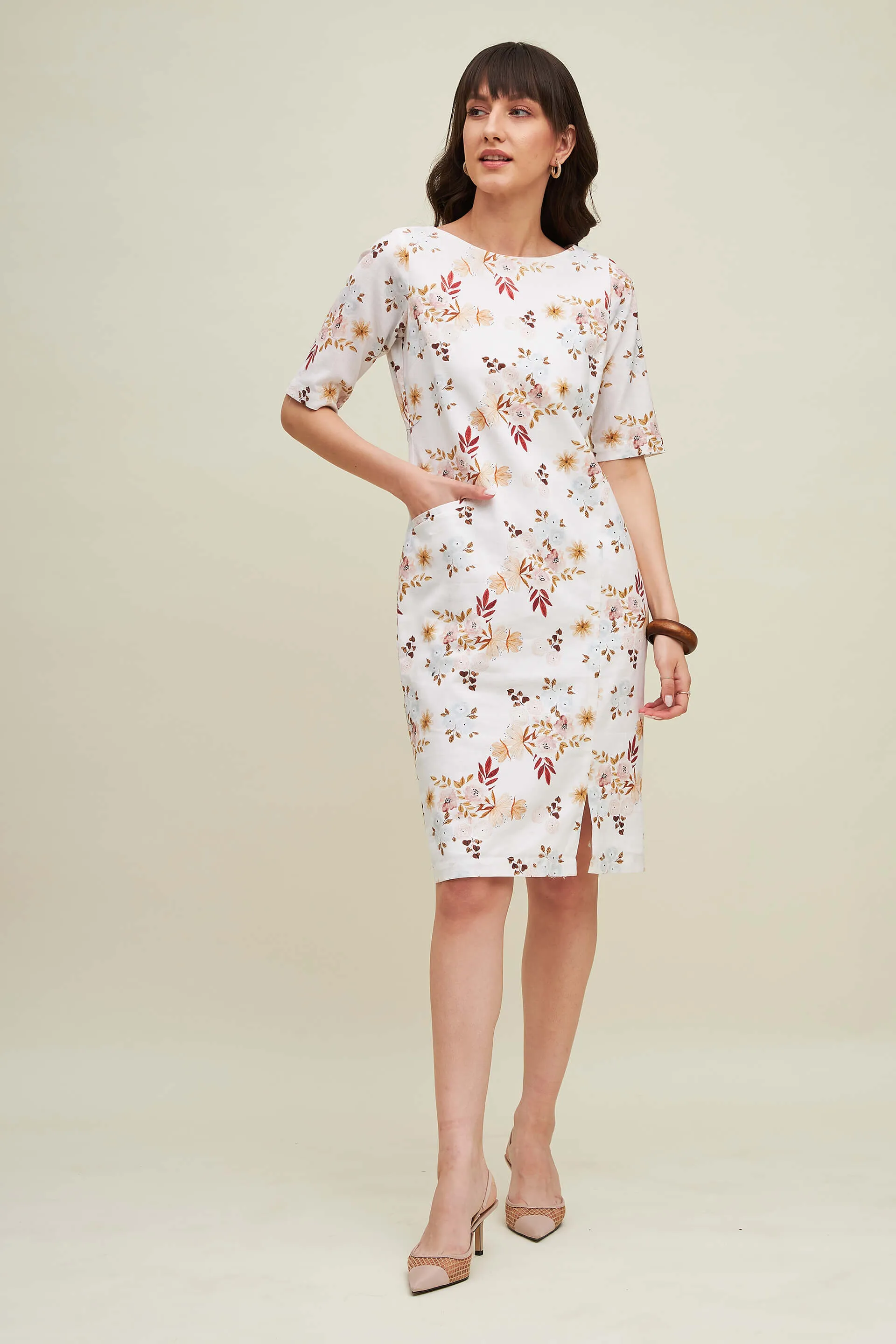 Antalya Floral Shift Dress - Floral White sold by Salt Attire product image thumbnail 4