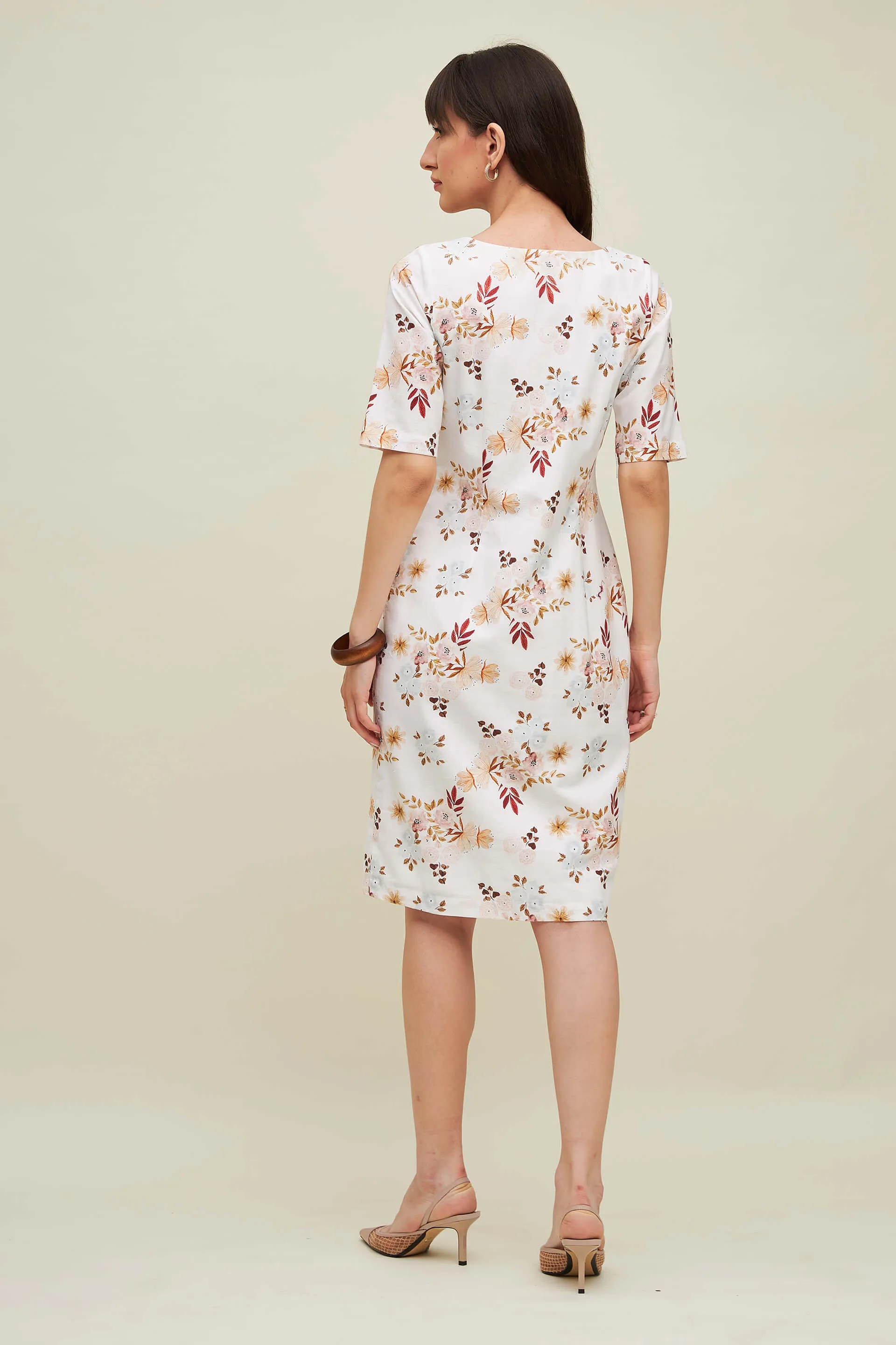 Antalya Floral Shift Dress - Floral White sold by Salt Attire product image thumbnail 5