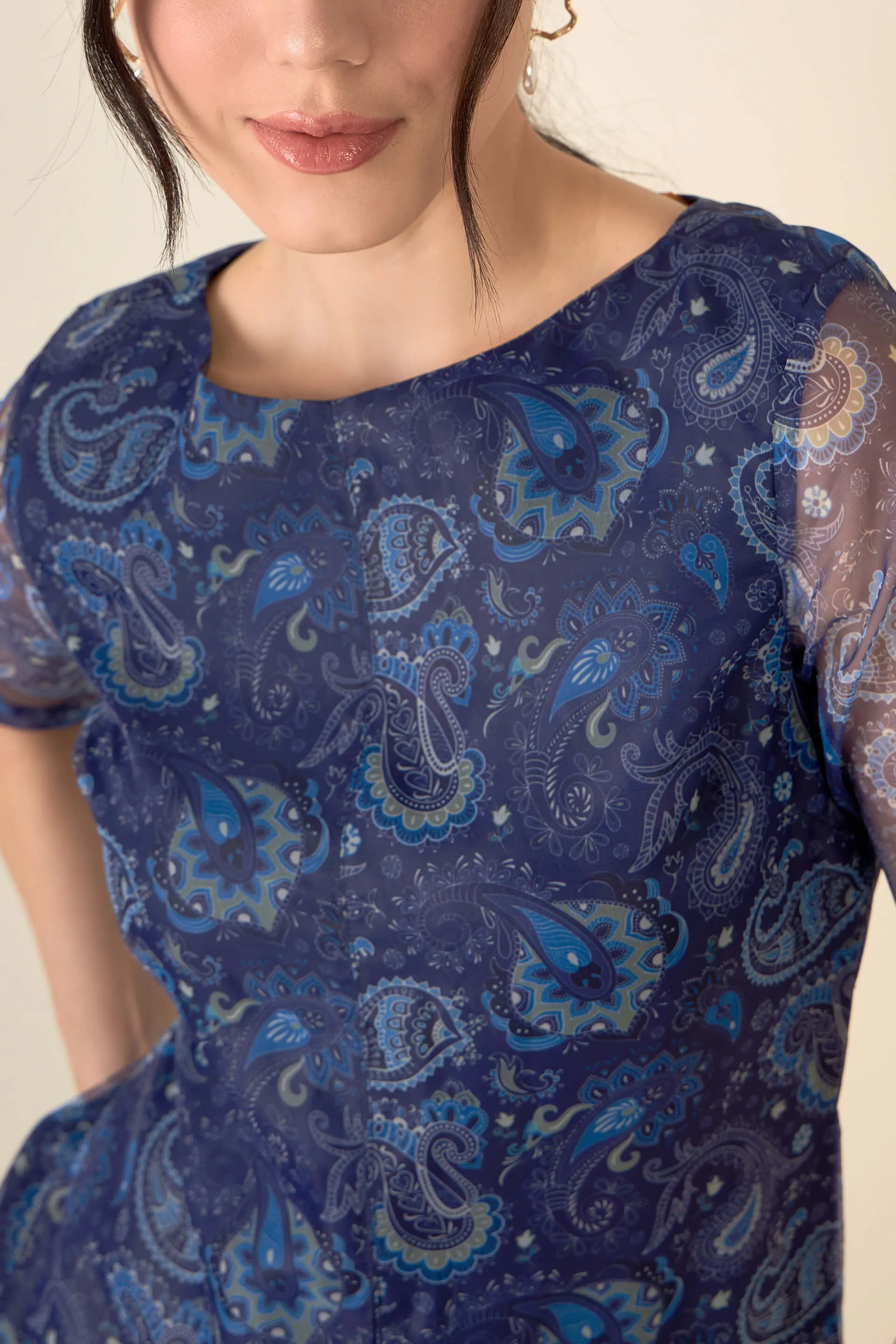 Ambi Paisley A - Line Dress - Blue sold by Salt Attire product image thumbnail 2