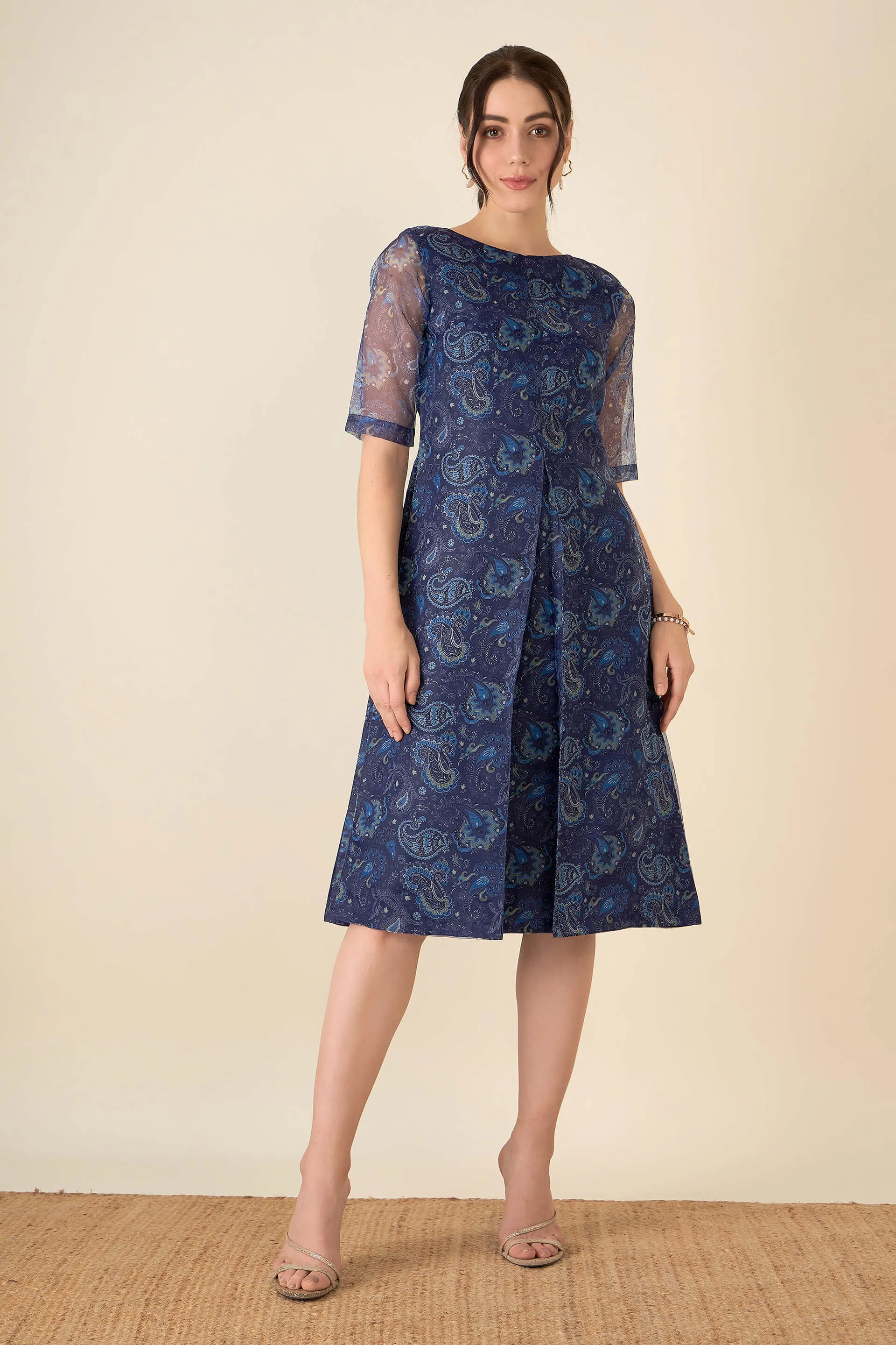 Ambi Paisley A - Line Dress - Blue sold by Salt Attire product image thumbnail 4