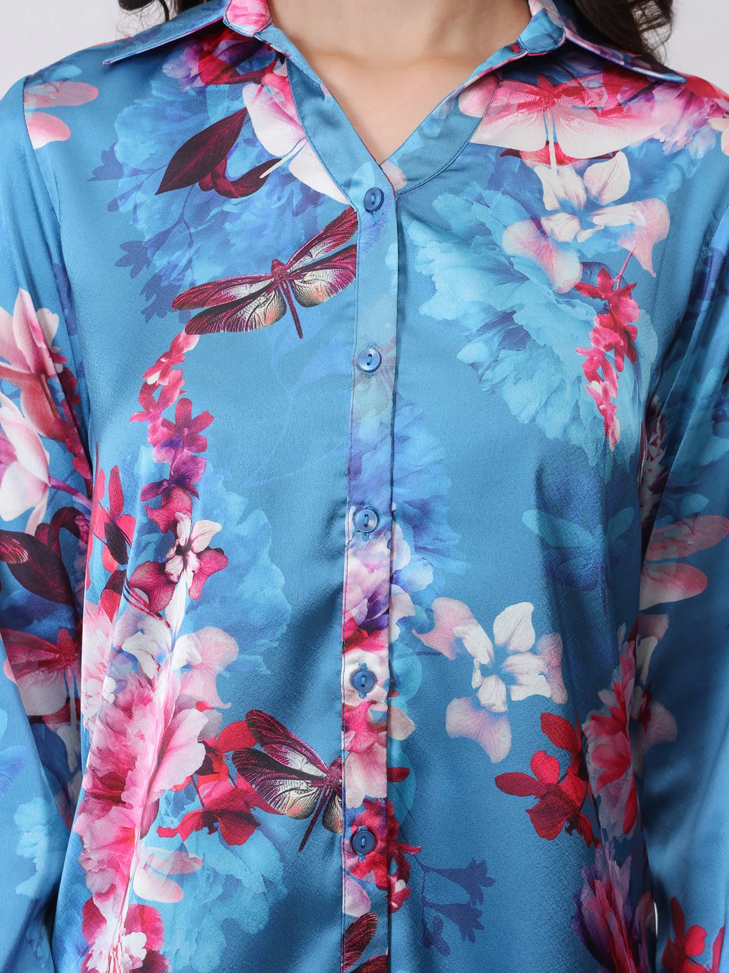 Royal Floral Button Down Shirt - Pink & Blue sold by Salt Attire product image thumbnail 2