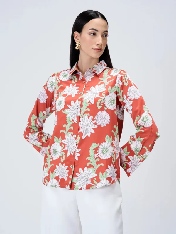 Ricci Printed Satin Shirt - Multicolor sold by Salt Attire