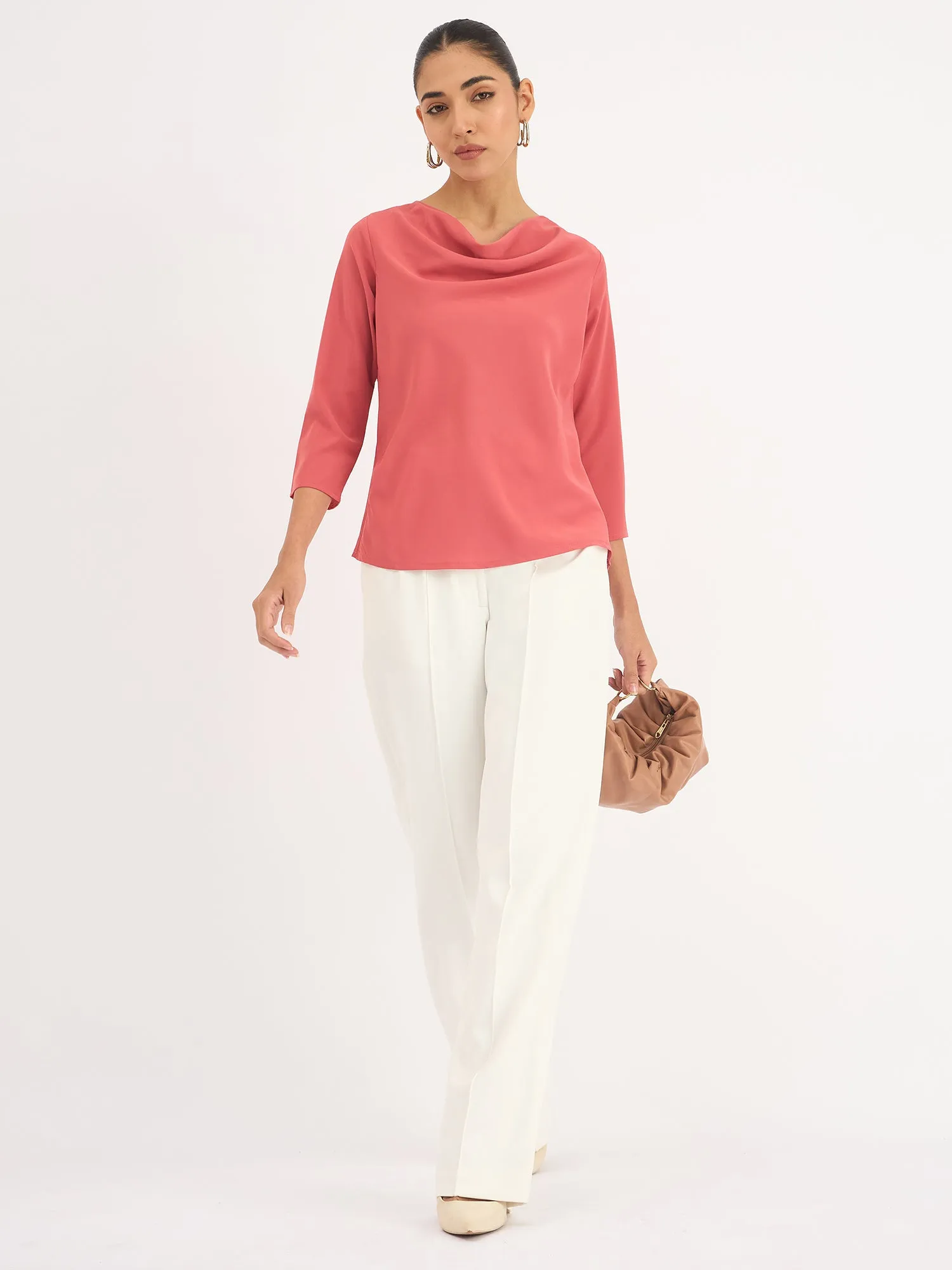 Mermaid Mule Cowl Neck Top - Dark Peach sold by Salt Attire