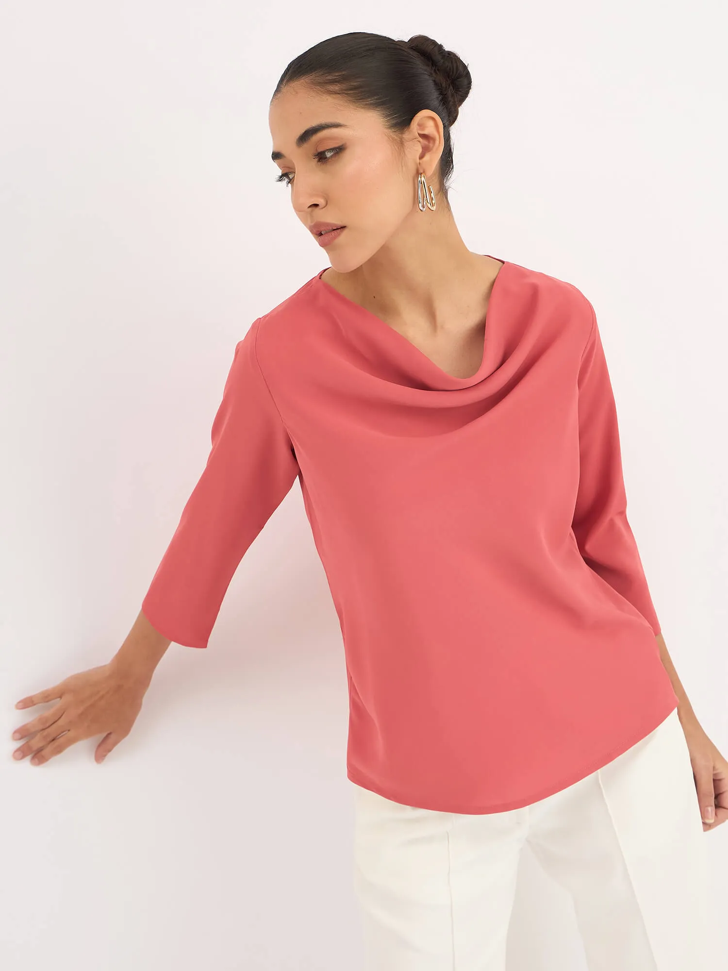 Mermaid Mule Cowl Neck Top - Dark Peach sold by Salt Attire product image thumbnail 5