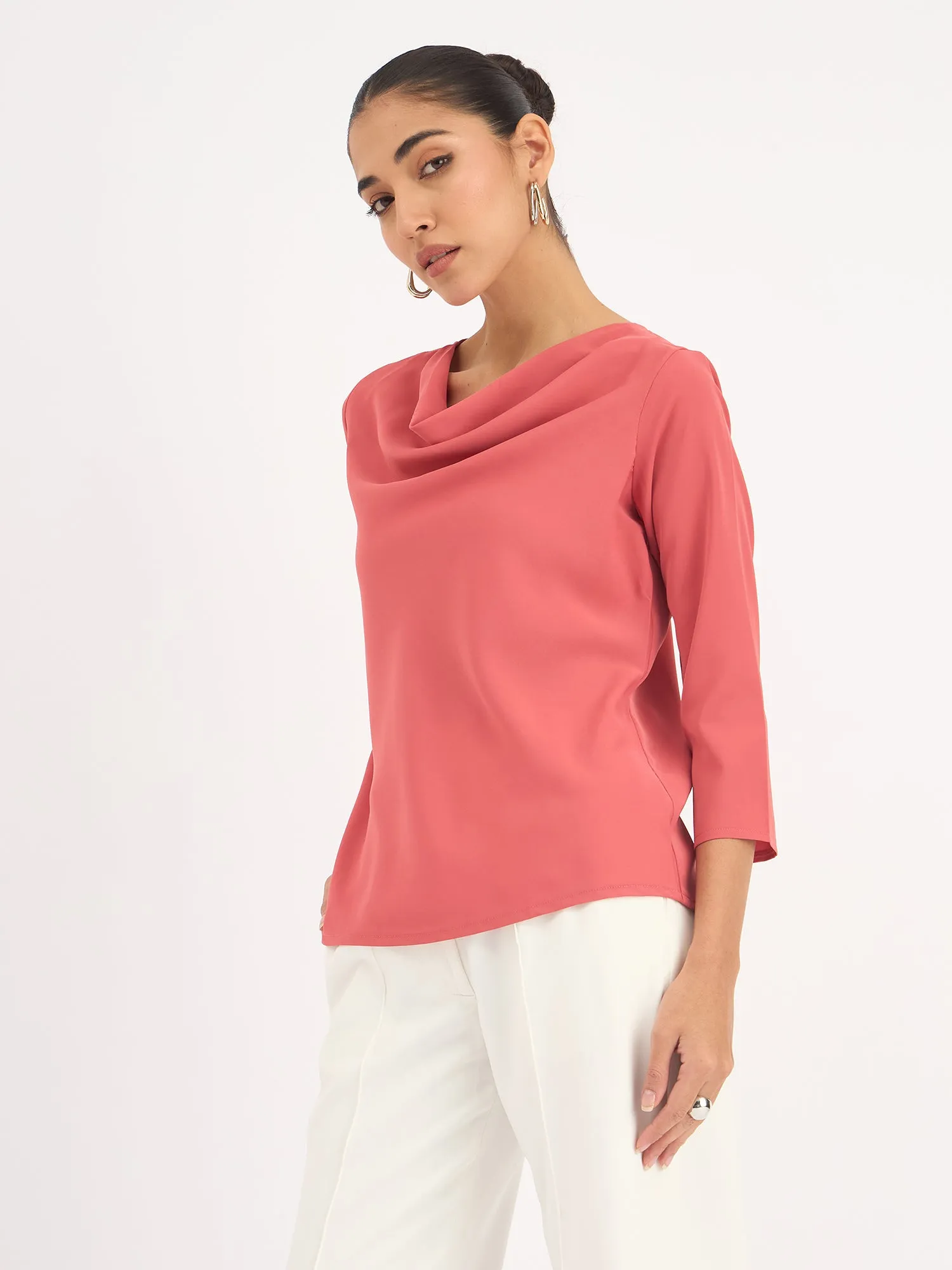 Mermaid Mule Cowl Neck Top - Dark Peach sold by Salt Attire product image thumbnail 2
