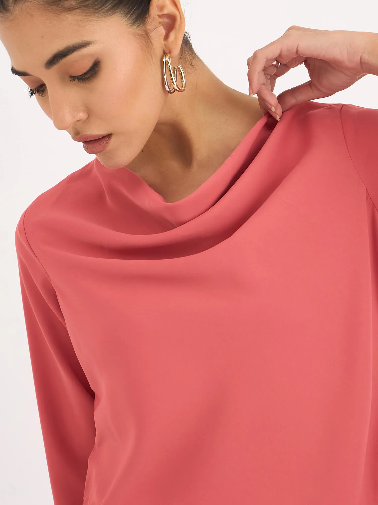 Mermaid Mule Cowl Neck Top - Dark Peach sold by Salt Attire product image thumbnail 4