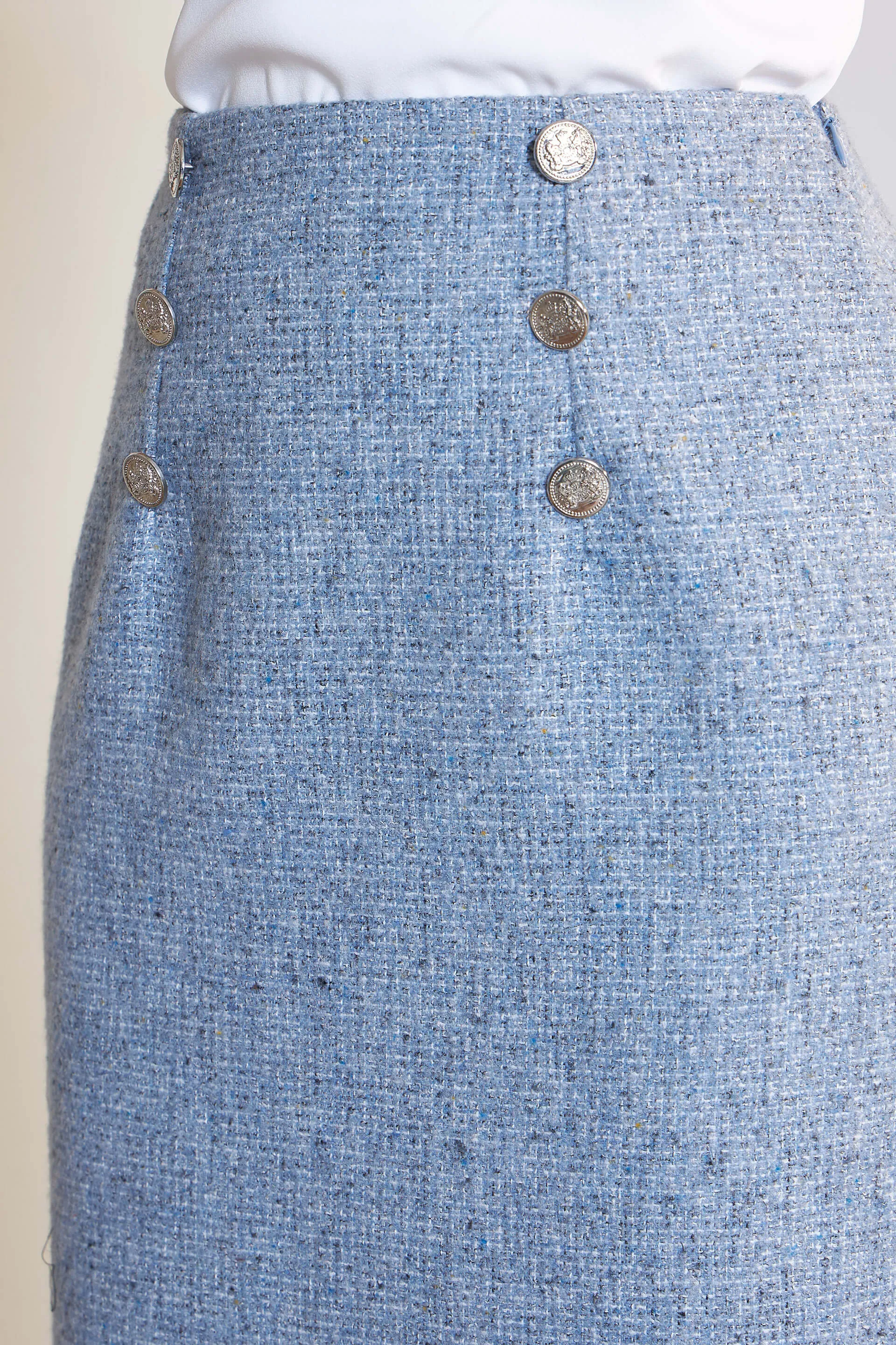 Tinsley Embellished Tweed Skirt - Blue Color sold by Salt Attire product image thumbnail 4