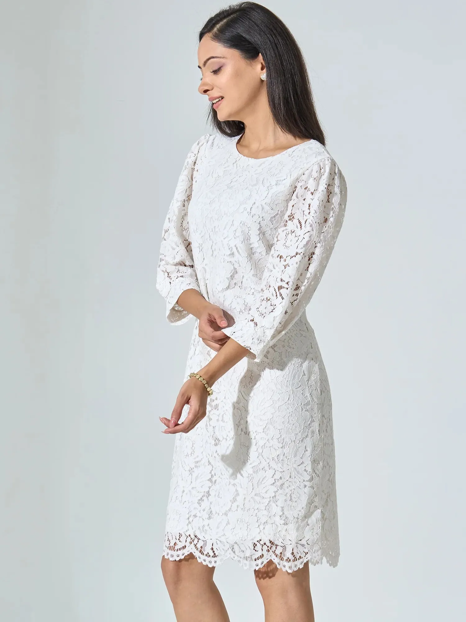 Valentina Lace Shift Dress - Snow White sold by Salt Attire product image thumbnail 2