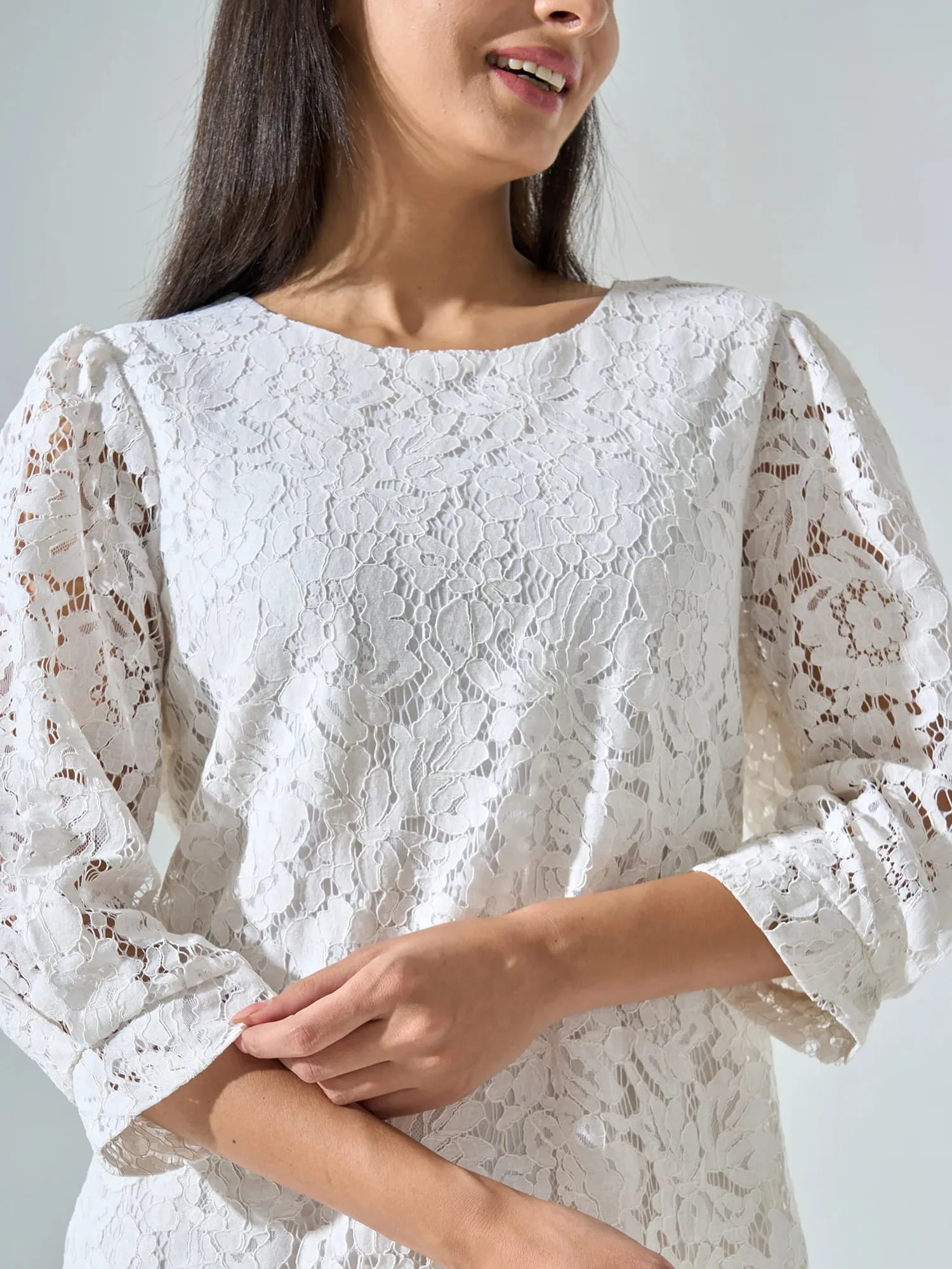 Valentina Lace Shift Dress - Snow White sold by Salt Attire product image thumbnail 3