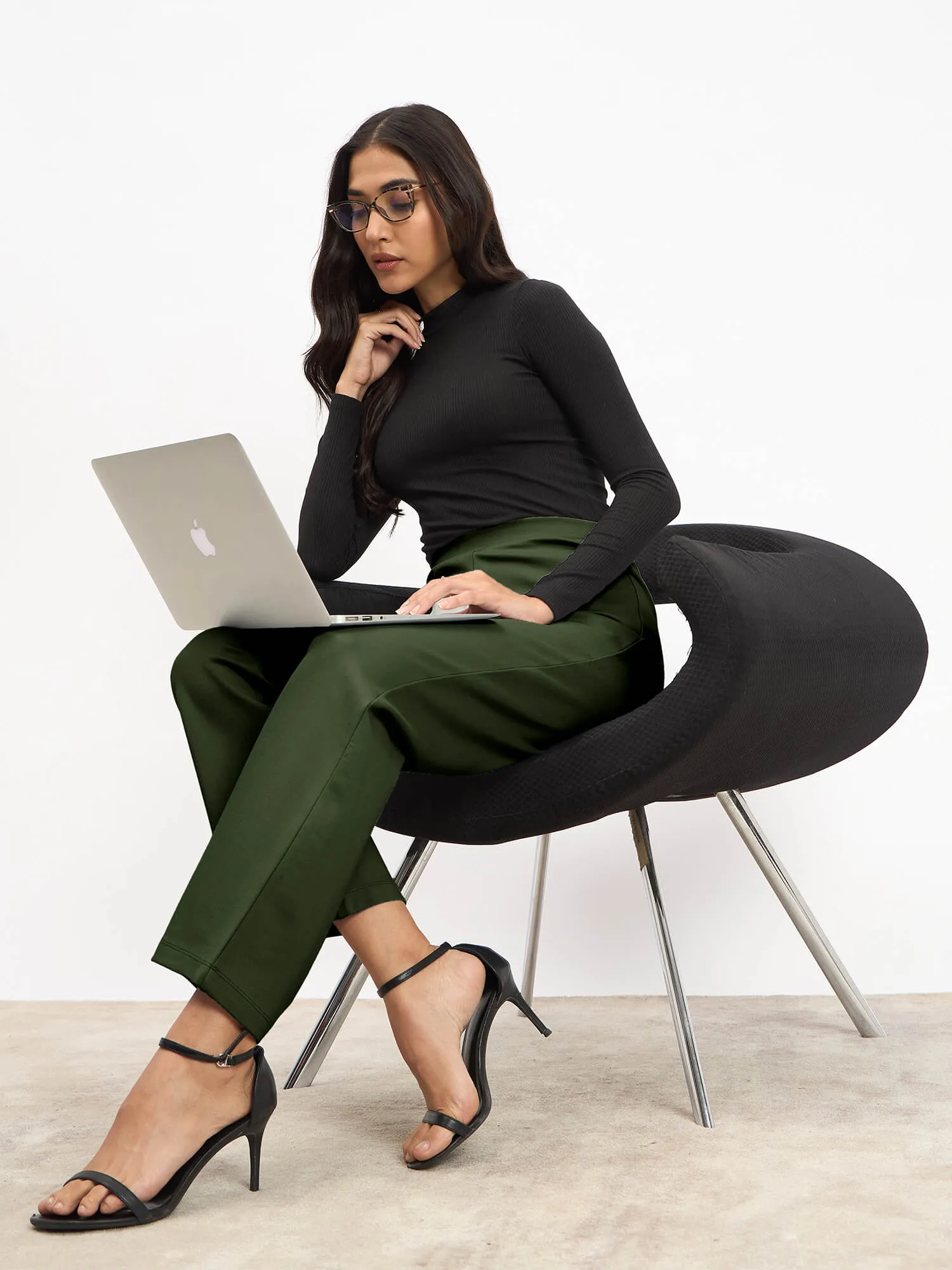 Airy Pull On Straight Jeggings - Olive Green sold by Salt Attire product image thumbnail 4