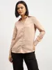 Spectrum Collared V-neck Shirt - Champagne sold by Salt Attire