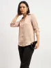 Spectrum Collared V-neck Shirt - Champagne sold by Salt Attire