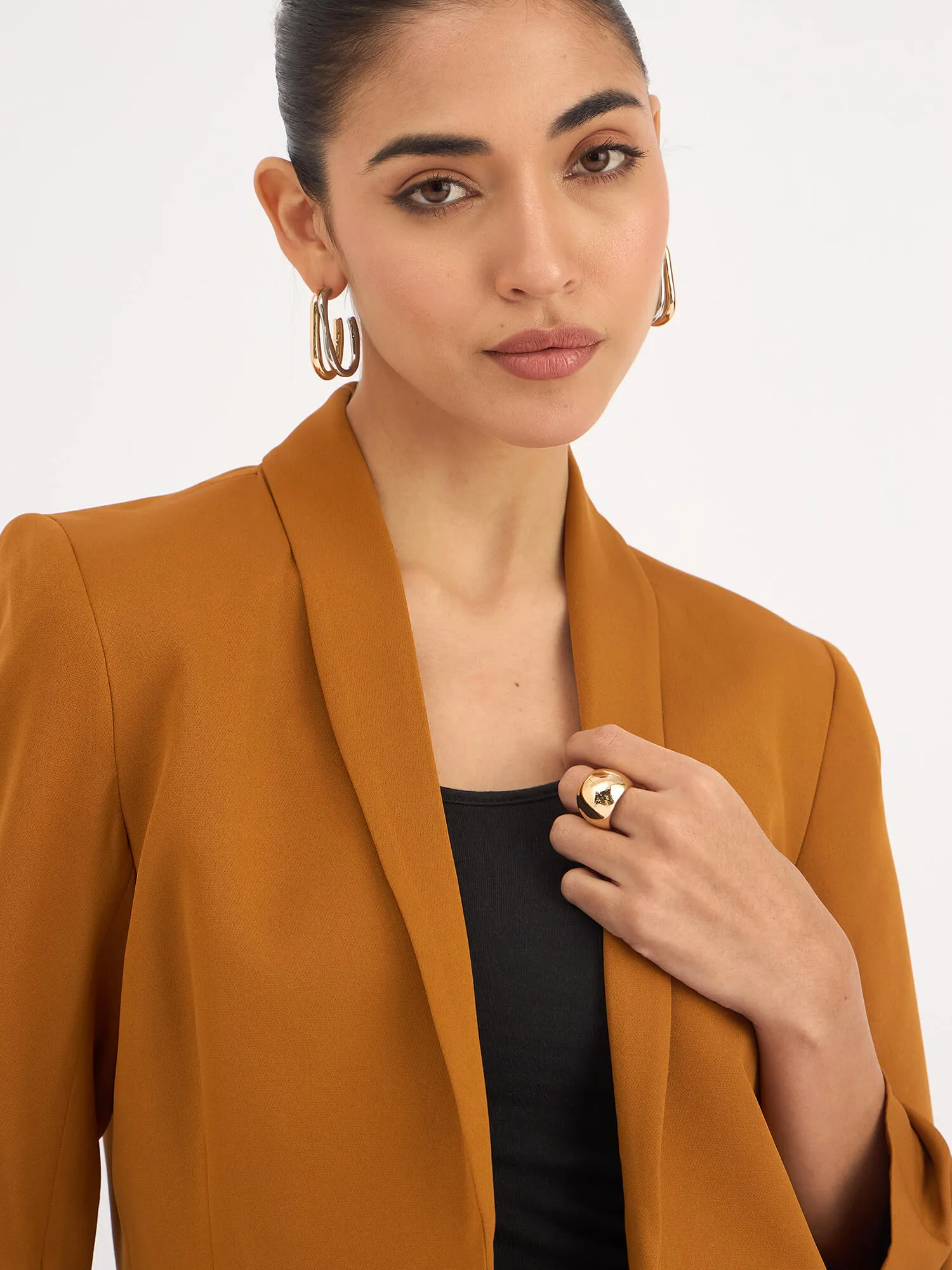 Iconic Ruched sleeve blazer - Tan Brown sold by Salt Attire product image thumbnail 3