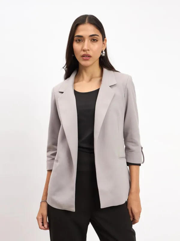 Ecuador Rolled-Up Sleeves Blazer - Light Grey sold by Salt Attire