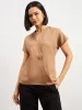 Brogia Overlap Embellished Top - Beige sold by Salt Attire