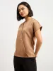 Brogia Overlap Embellished Top - Beige sold by Salt Attire