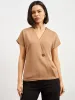 Brogia Overlap Embellished Top - Beige sold by Salt Attire