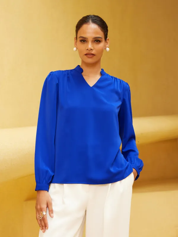 Astral Collared V-Neck Top - Galactic Blue sold by Salt Attire