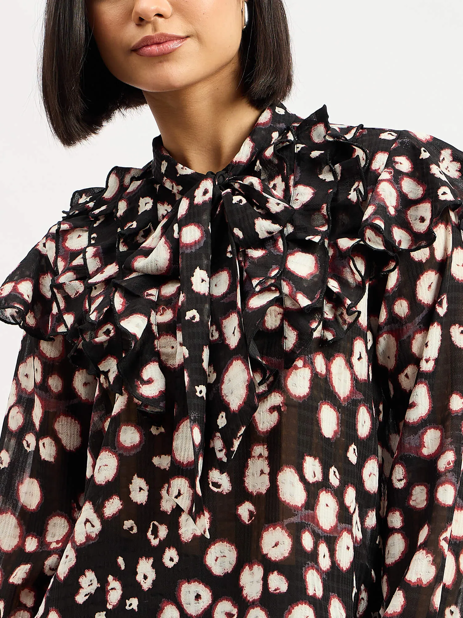 Plume Tie Up Ruffled Top - Black sold by Salt Attire product image thumbnail 4